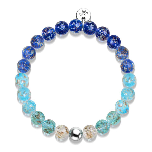 Blaues Ombre | 925 Sterling Silber | Glühwürmchen-Glasarmband